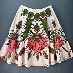 Cultural Folk-Inspired Full Circle Floral Bead Embellished Artistic‎ Skirt Sz L